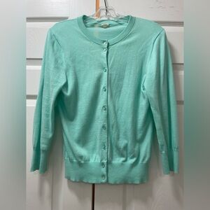 J Crew Seaform Mint Green Cotton Cardigan size medium